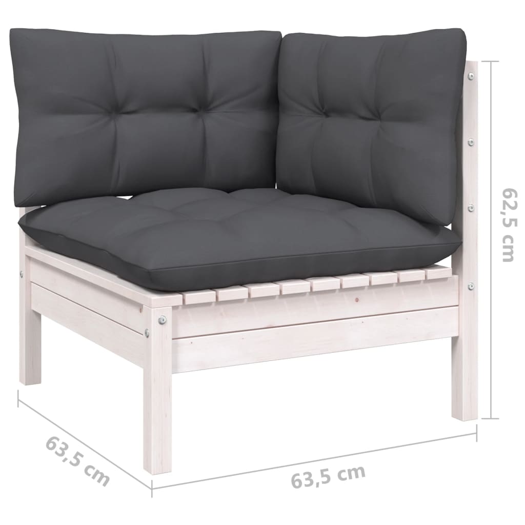 vidaXL Solid Pinewood Patio Lounge Set 5 Piece with Cushions Multi Colors-2