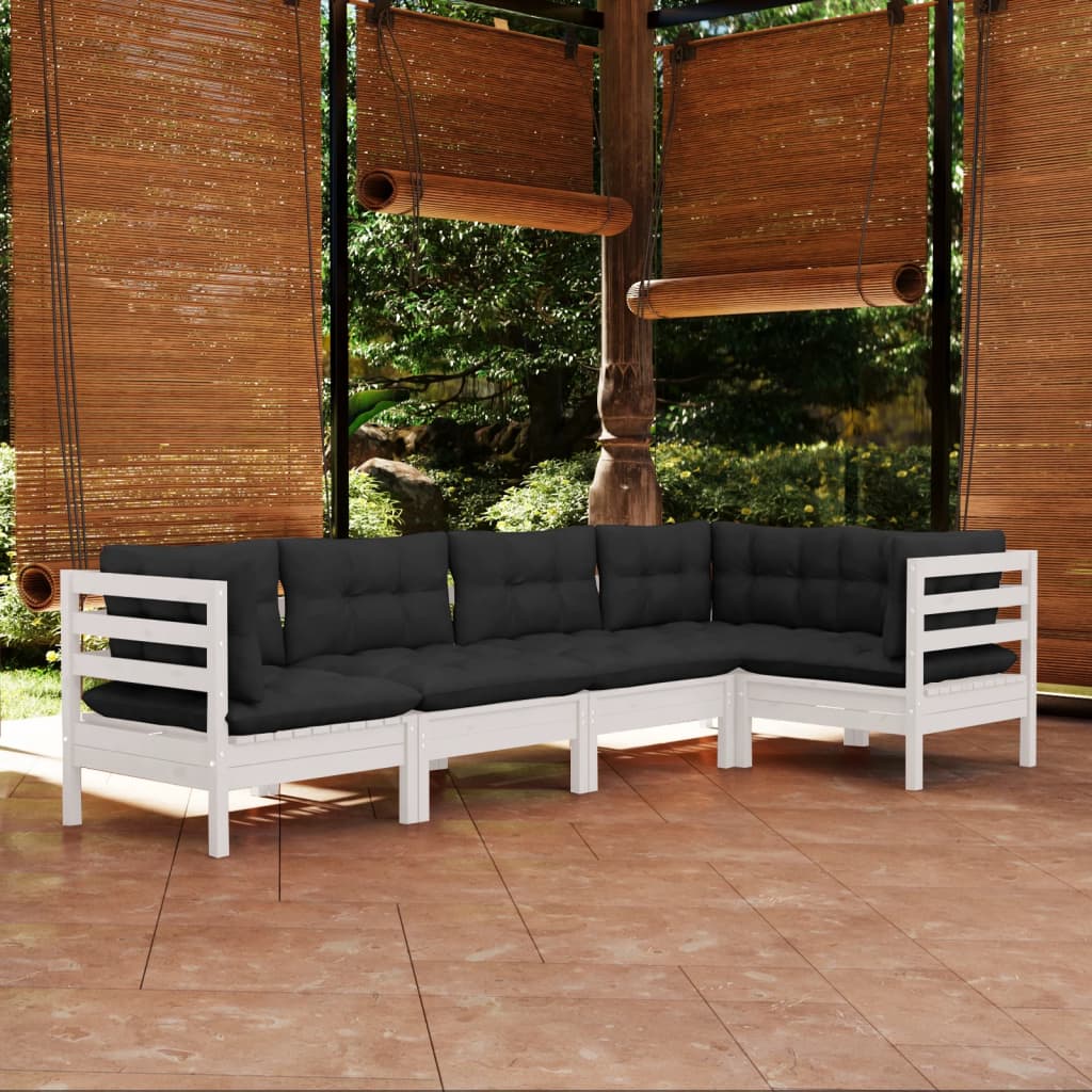 vidaXL Solid Pinewood Patio Lounge Set 5 Piece with Cushions Multi Colors-9