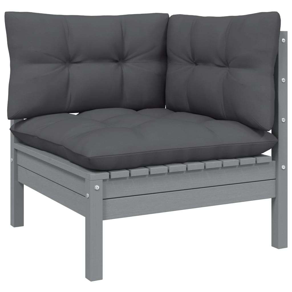 vidaXL Solid Pinewood Patio Lounge Set 5 Piece with Cushions Multi Colors-4