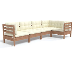 vidaXL Solid Pinewood Patio Lounge Set 5 Piece with Cushions Multi Colors-3