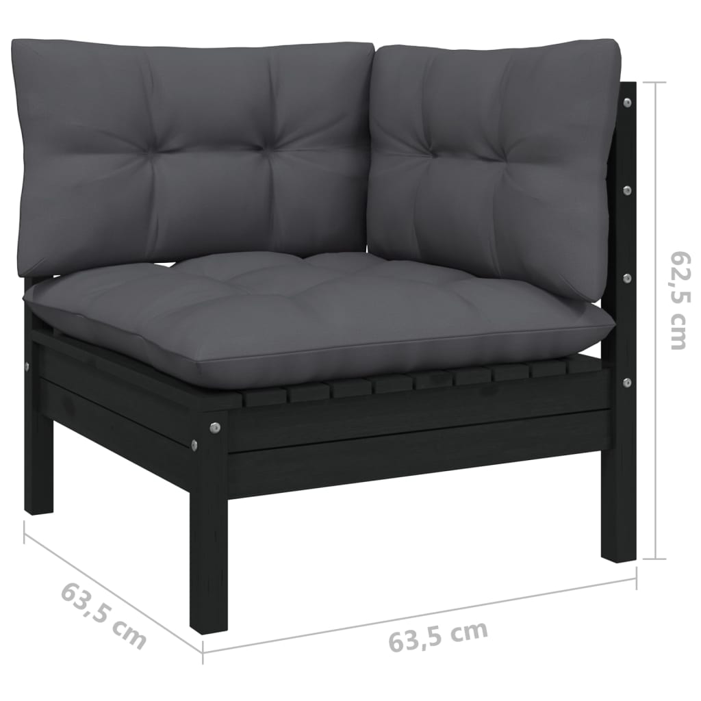 vidaXL Solid Pinewood Patio Lounge Set 5 Piece with Cushions Multi Colors-1