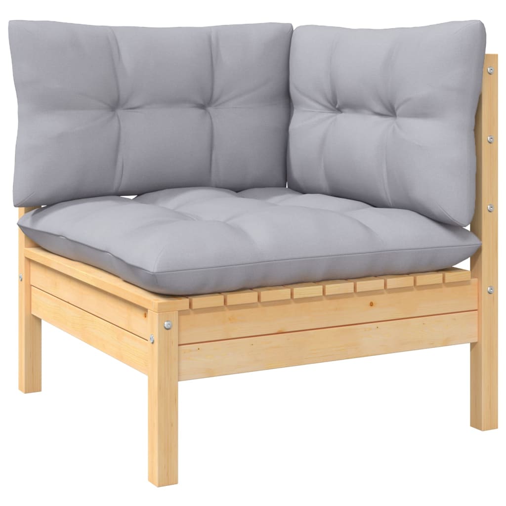 vidaXL Solid Pinewood Patio Lounge Set 7 Piece with Cushions Multi Colors-2