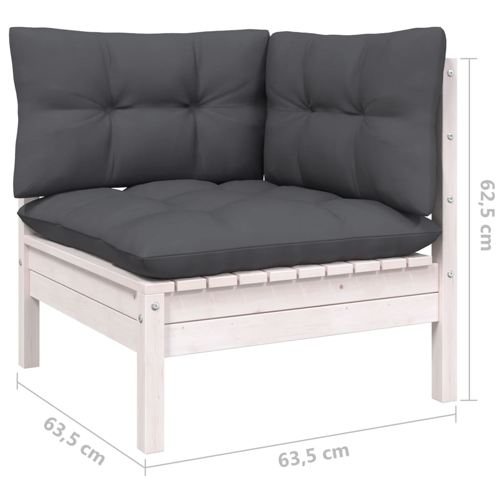 vidaXL Solid Pinewood Patio Lounge Set 7 Piece with Cushions Multi Colors-3