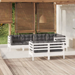 vidaXL Solid Pinewood Patio Lounge Set 7 Piece with Cushions Multi Colors-10