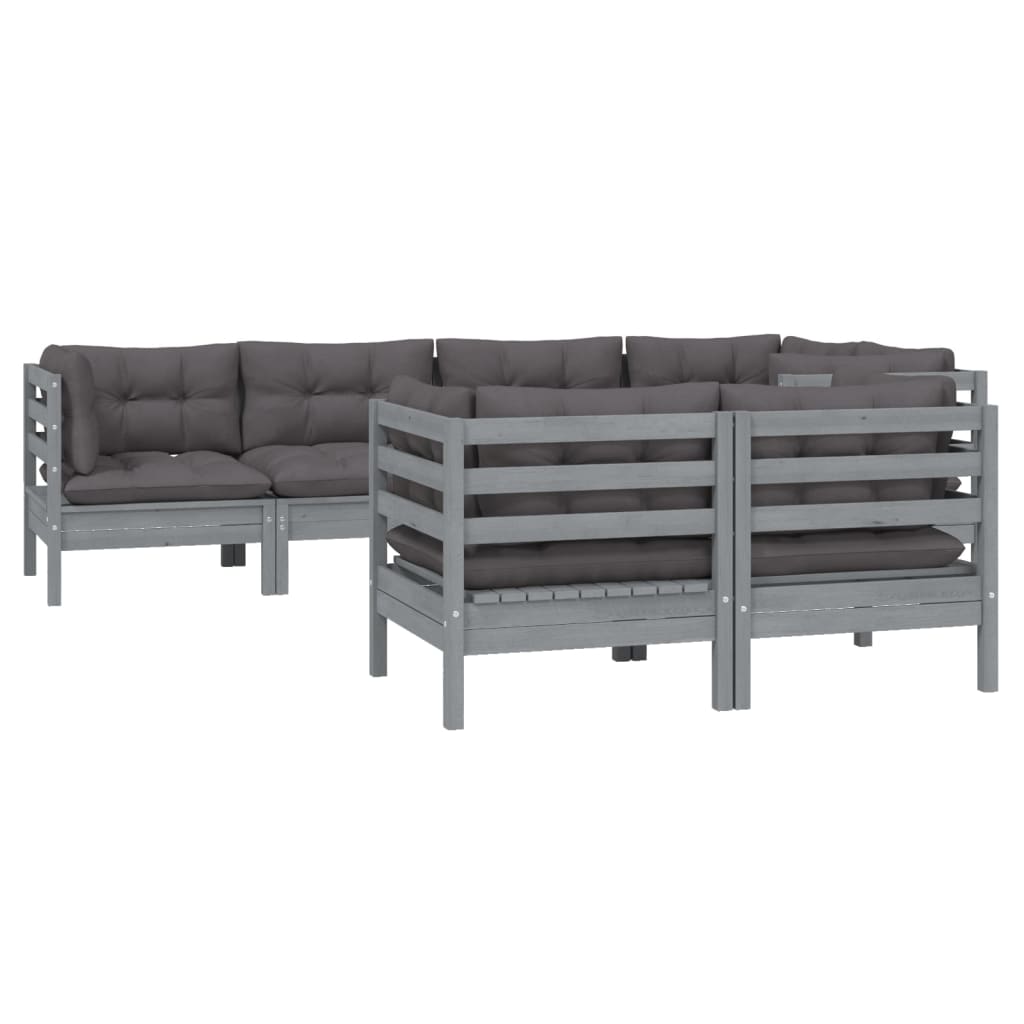 vidaXL Solid Pinewood Patio Lounge Set 7 Piece with Cushions Multi Colors-1