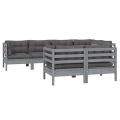 vidaXL Solid Pinewood Patio Lounge Set 7 Piece with Cushions Multi Colors-1
