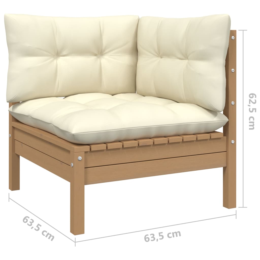 vidaXL Solid Pinewood Patio Lounge Set 7 Piece with Cushions Multi Colors-0