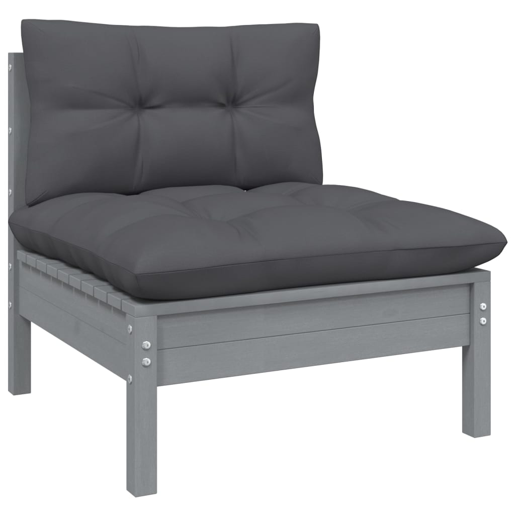 vidaXL Solid Pinewood Patio Lounge Set 9 Piece with Cushions Multi Colors-2