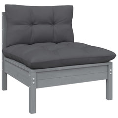 vidaXL Solid Pinewood Patio Lounge Set 9 Piece with Cushions Multi Colors-2