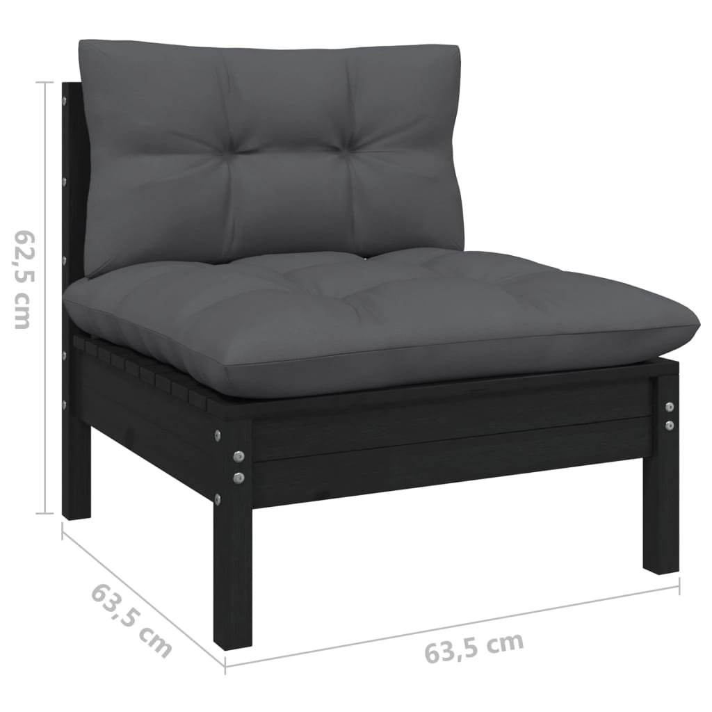 vidaXL Solid Pinewood Patio Lounge Set 9 Piece with Cushions Multi Colors-1