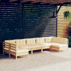 vidaXL Solid Pinewood Patio Lounge Set 7 Piece with Cushions Multi Colors-0