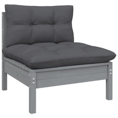 vidaXL Solid Pinewood Patio Lounge Set 7 Piece with Cushions Multi Colors-2