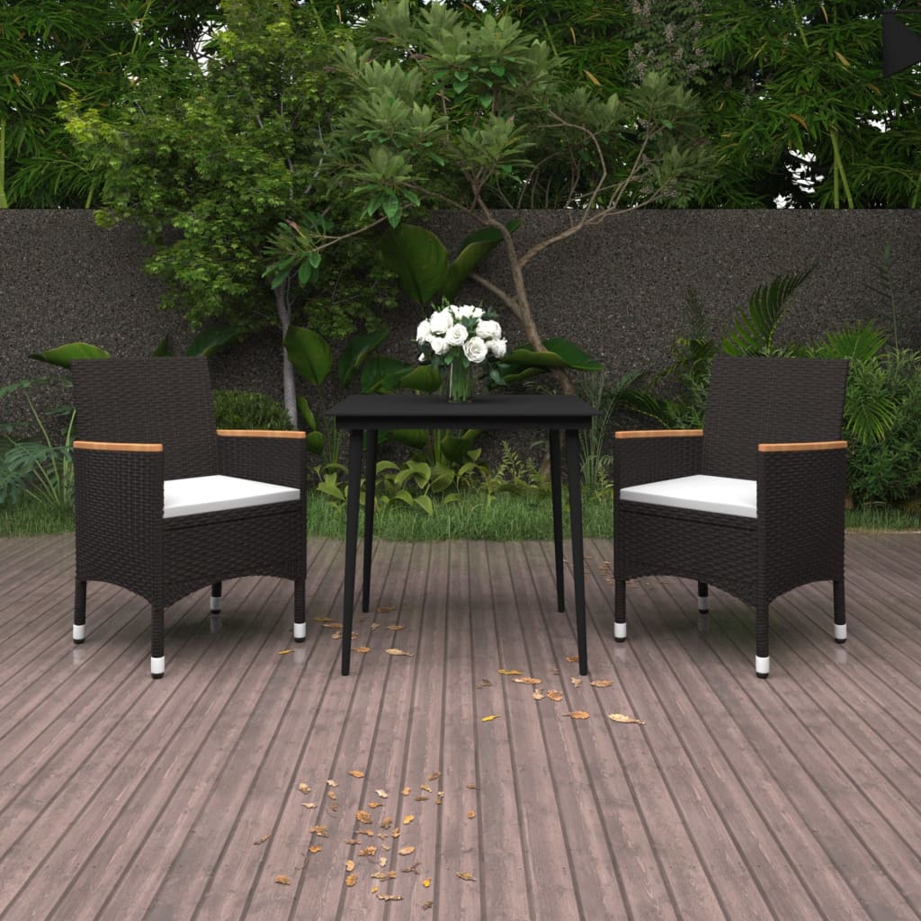 vidaXL Patio Dining Set 5 Piece Black and White/Gray 31.5"/55.1" Table Length-9