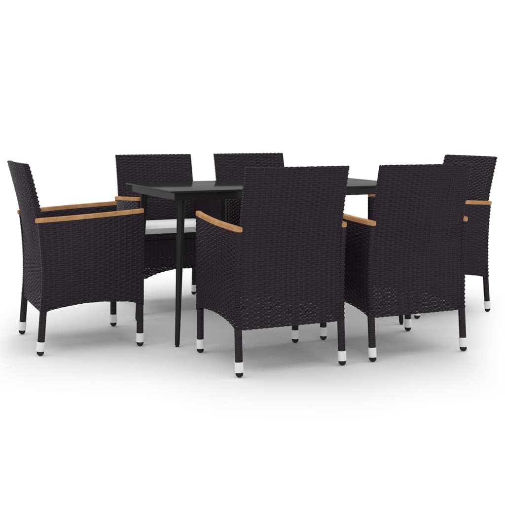 vidaXL Patio Dining Set 5 Piece Black and White/Gray 31.5"/55.1" Table Length-3