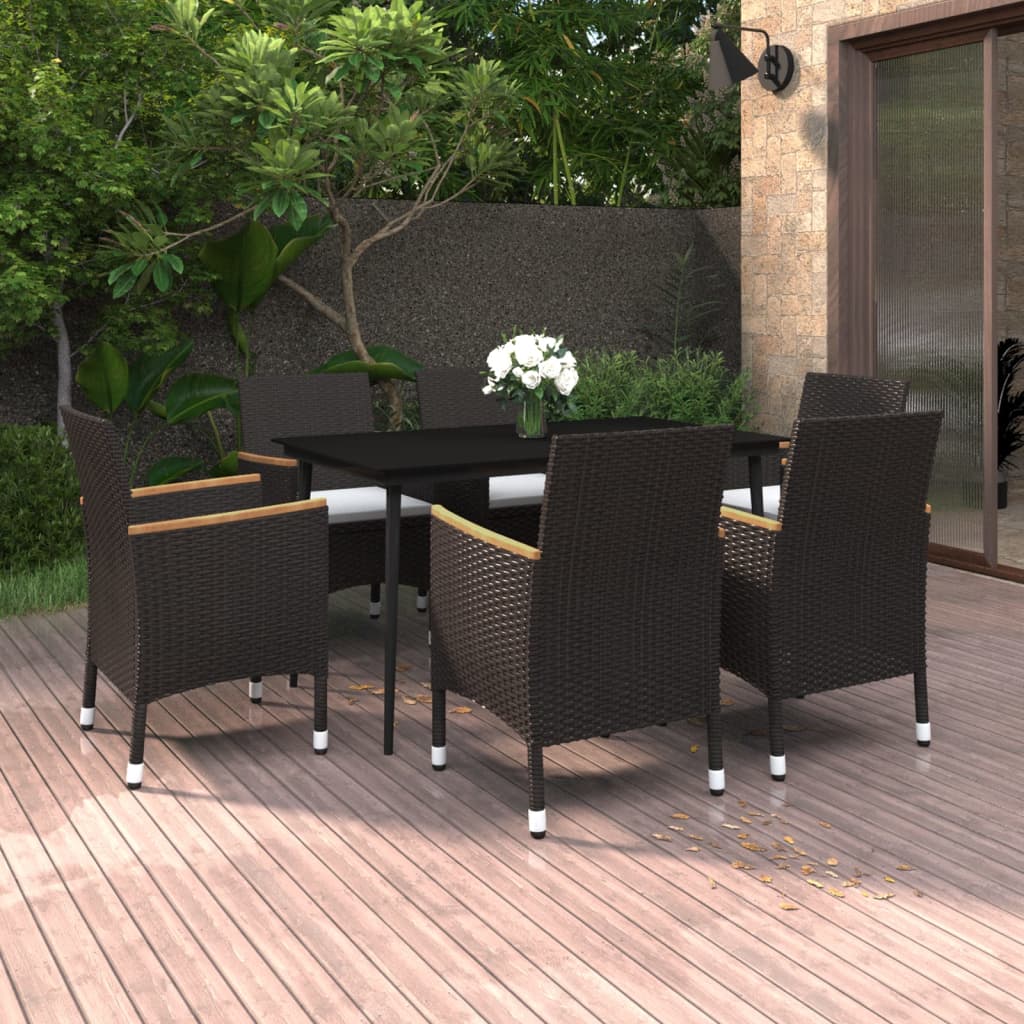 vidaXL Patio Dining Set 5 Piece Black and White/Gray 31.5"/55.1" Table Length-10