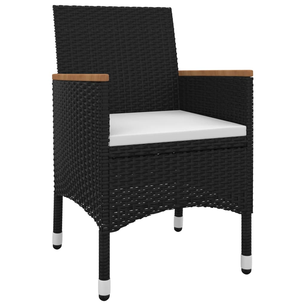 vidaXL Patio Dining Set 5 Piece Black and White/Gray 31.5"/55.1" Table Length-2