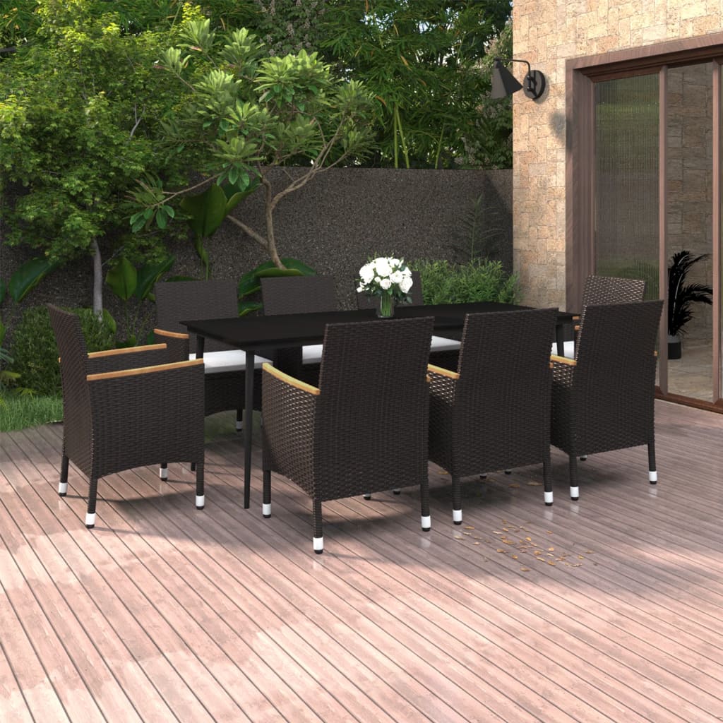 vidaXL Patio Dining Set 5 Piece Black and White/Gray 31.5"/55.1" Table Length-6