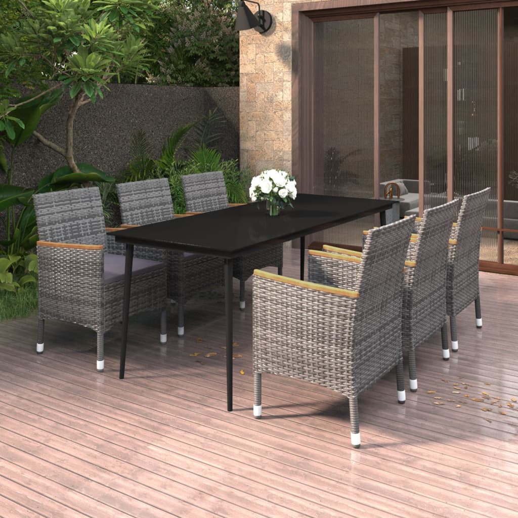 vidaXL Patio Dining Set 5 Piece Black and White/Gray 31.5"/55.1" Table Length-15
