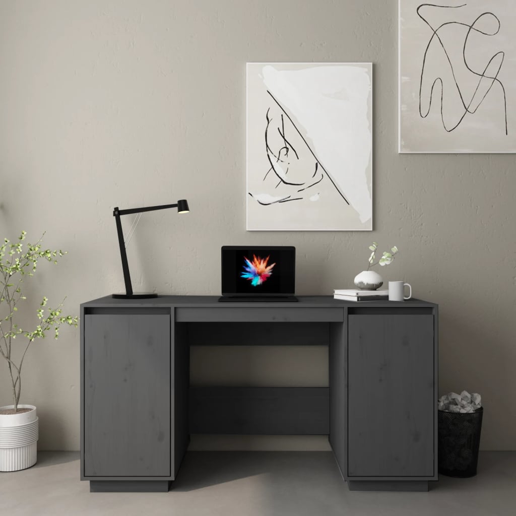 vidaXL Desk Computer Desk with Storage Cabinet for Home Office Solid Wood Pine-7