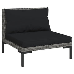 vidaXL 3 Piece Patio Lounge Set with Cushions Poly Rattan Dark Gray-1