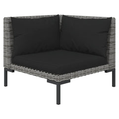 vidaXL 3 Piece Patio Lounge Set with Cushions Poly Rattan Dark Gray-3