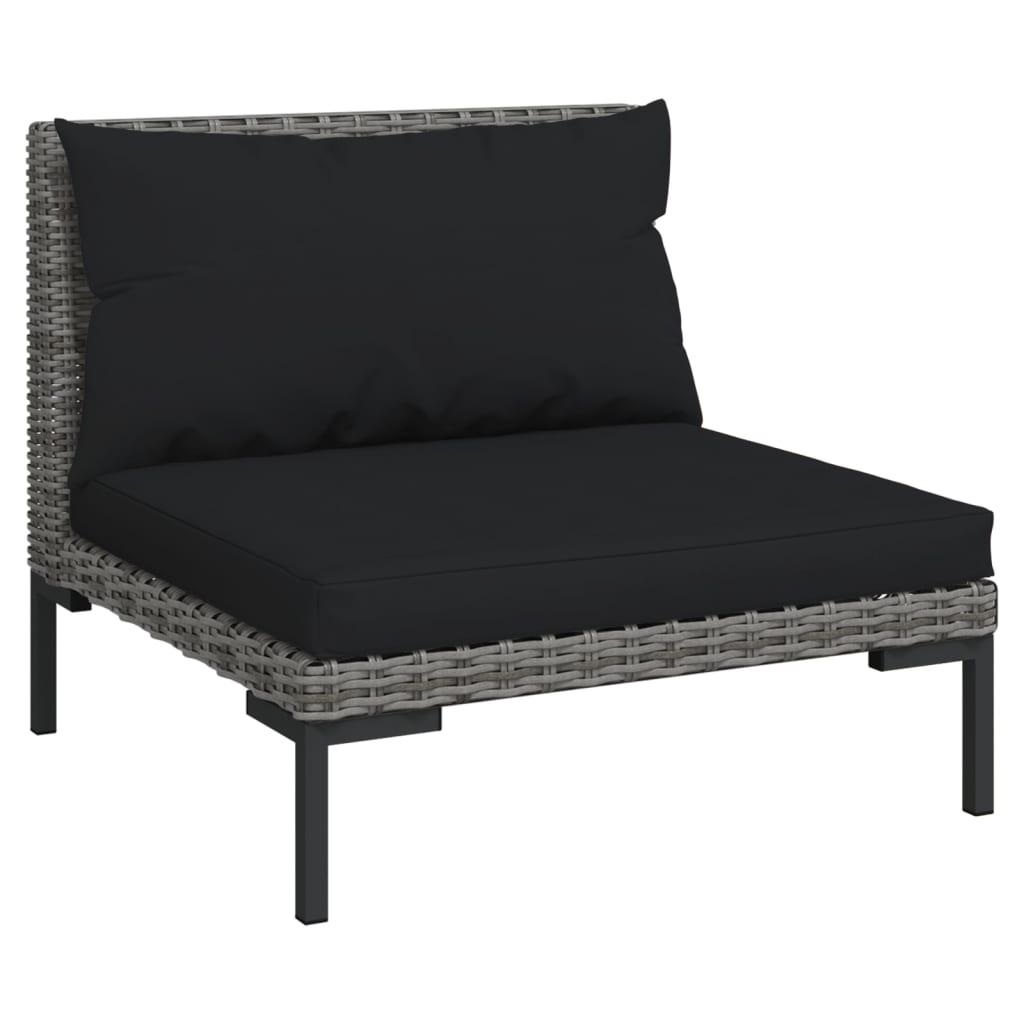 vidaXL 13 Piece Patio Lounge Set with Cushions Poly Rattan Dark Gray-1