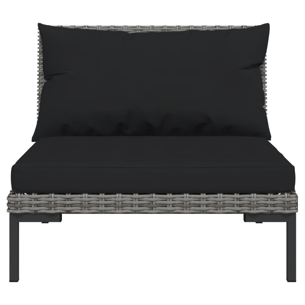 vidaXL 13 Piece Patio Lounge Set with Cushions Poly Rattan Dark Gray-2