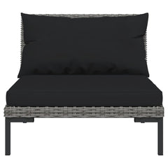vidaXL 13 Piece Patio Lounge Set with Cushions Poly Rattan Dark Gray-2