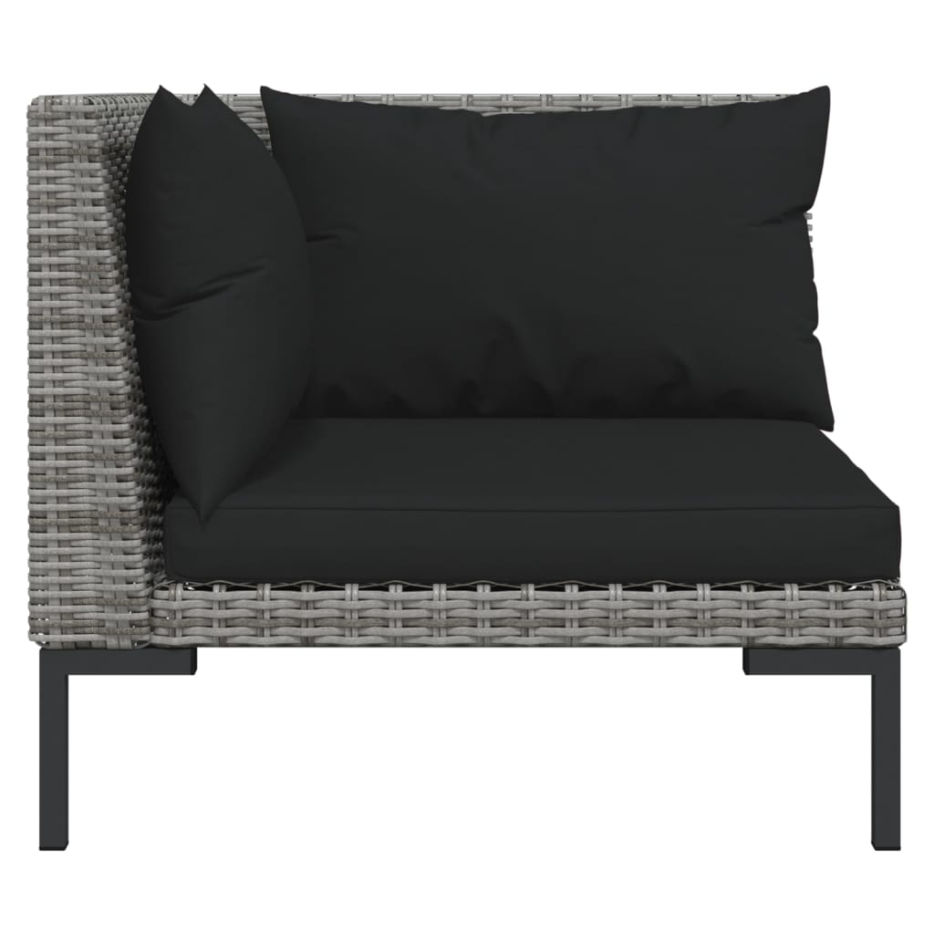 vidaXL 13 Piece Patio Lounge Set with Cushions Poly Rattan Dark Gray-4
