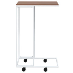 vidaXL Side Table with Wheels White 15.7"x11.8"x25" Engineered Wood-1
