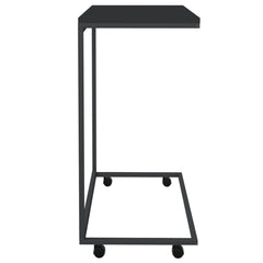 vidaXL Side Table with Wheels Black 21.7"x13.8"x27.6" Engineered Wood-2