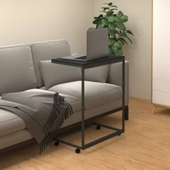 vidaXL Side Table with Wheels Black 21.7"x13.8"x27.6" Engineered Wood-0