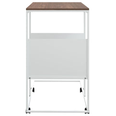 vidaXL Side Table with Wheels White 21.7"x14.2"x25" Engineered Wood-2