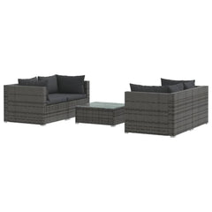 vidaXL 5 Piece Patio Lounge Set with Cushions Poly Rattan Gray-0