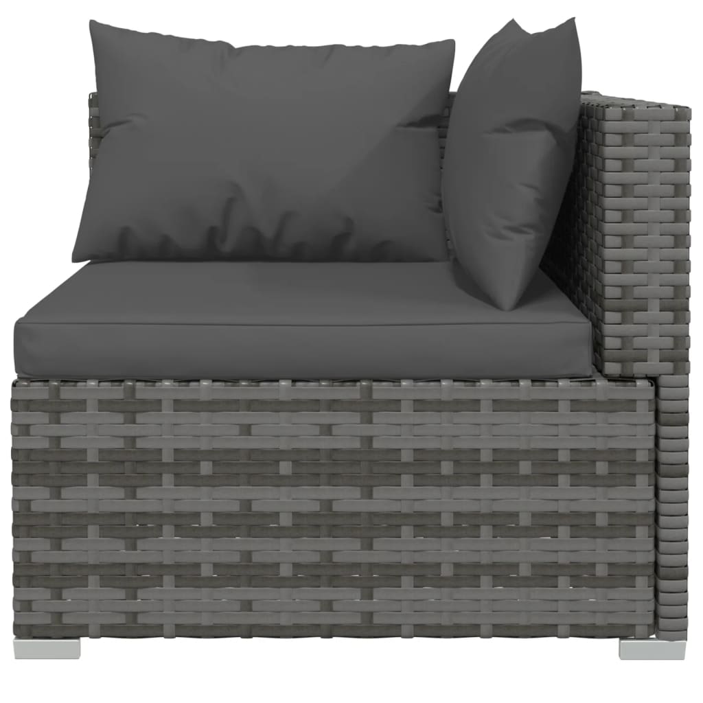 vidaXL 5 Piece Patio Lounge Set with Cushions Poly Rattan Gray-2