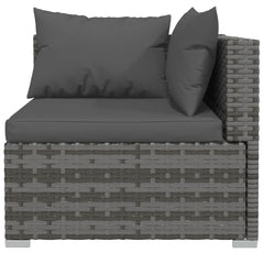 vidaXL 5 Piece Patio Lounge Set with Cushions Poly Rattan Gray-2
