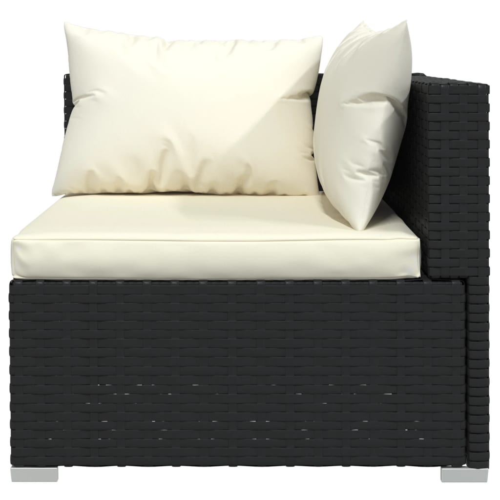 vidaXL 6 Piece Patio Lounge Set with Cushions Poly Rattan Black-1