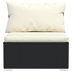 vidaXL 6 Piece Patio Lounge Set with Cushions Poly Rattan Black-3