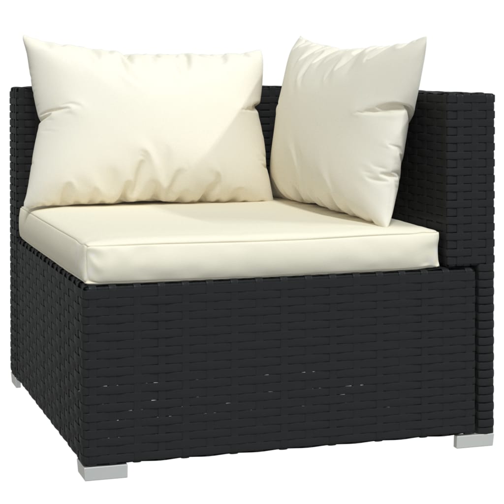 vidaXL 13 Piece Patio Lounge Set with Cushions Black Poly Rattan-1