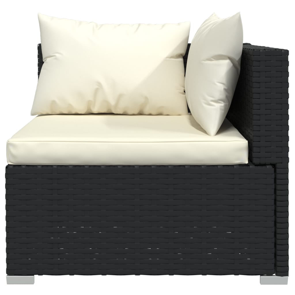 vidaXL 13 Piece Patio Lounge Set with Cushions Black Poly Rattan-2