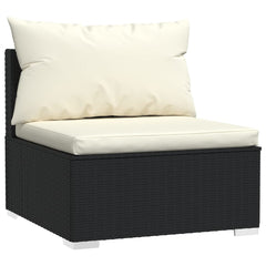 vidaXL 13 Piece Patio Lounge Set with Cushions Black Poly Rattan-3