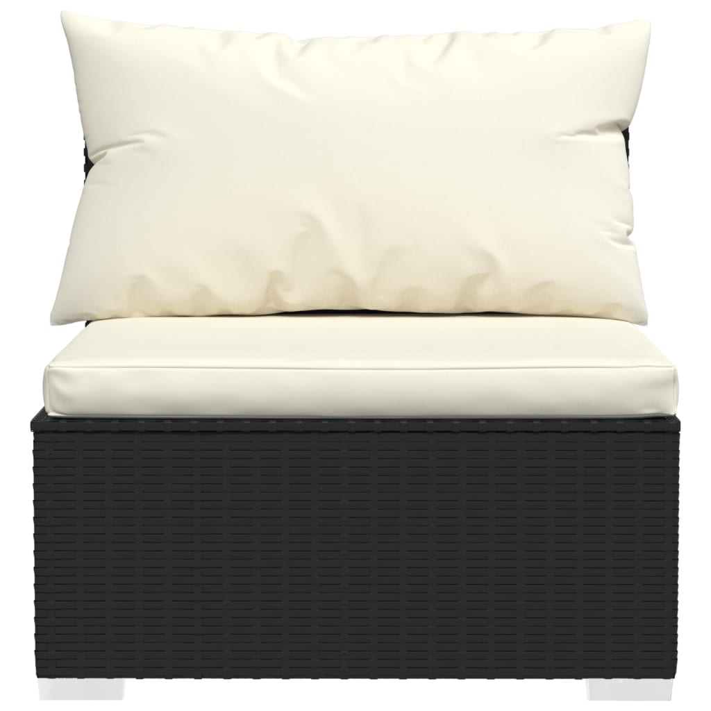 vidaXL 13 Piece Patio Lounge Set with Cushions Black Poly Rattan-4