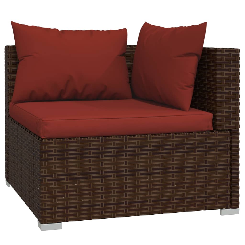 vidaXL 12 Piece Patio Lounge Set with Cushions Brown Poly Rattan-1
