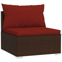 vidaXL 12 Piece Patio Lounge Set with Cushions Brown Poly Rattan-2