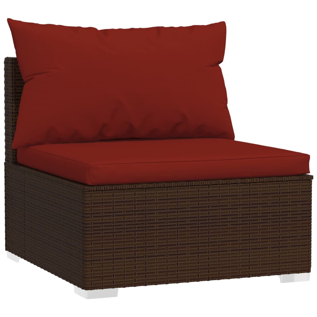 vidaXL 10 Piece Patio Lounge Set with Cushions Poly Rattan Brown-2