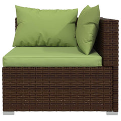 vidaXL 11 Piece Patio Lounge Set with Cushions Poly Rattan Brown-2
