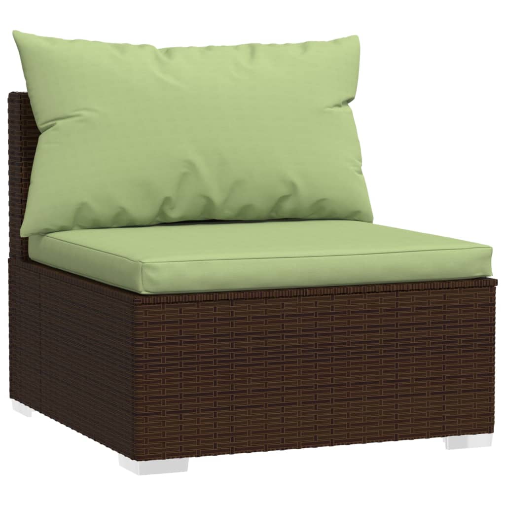 vidaXL 11 Piece Patio Lounge Set with Cushions Poly Rattan Brown-3