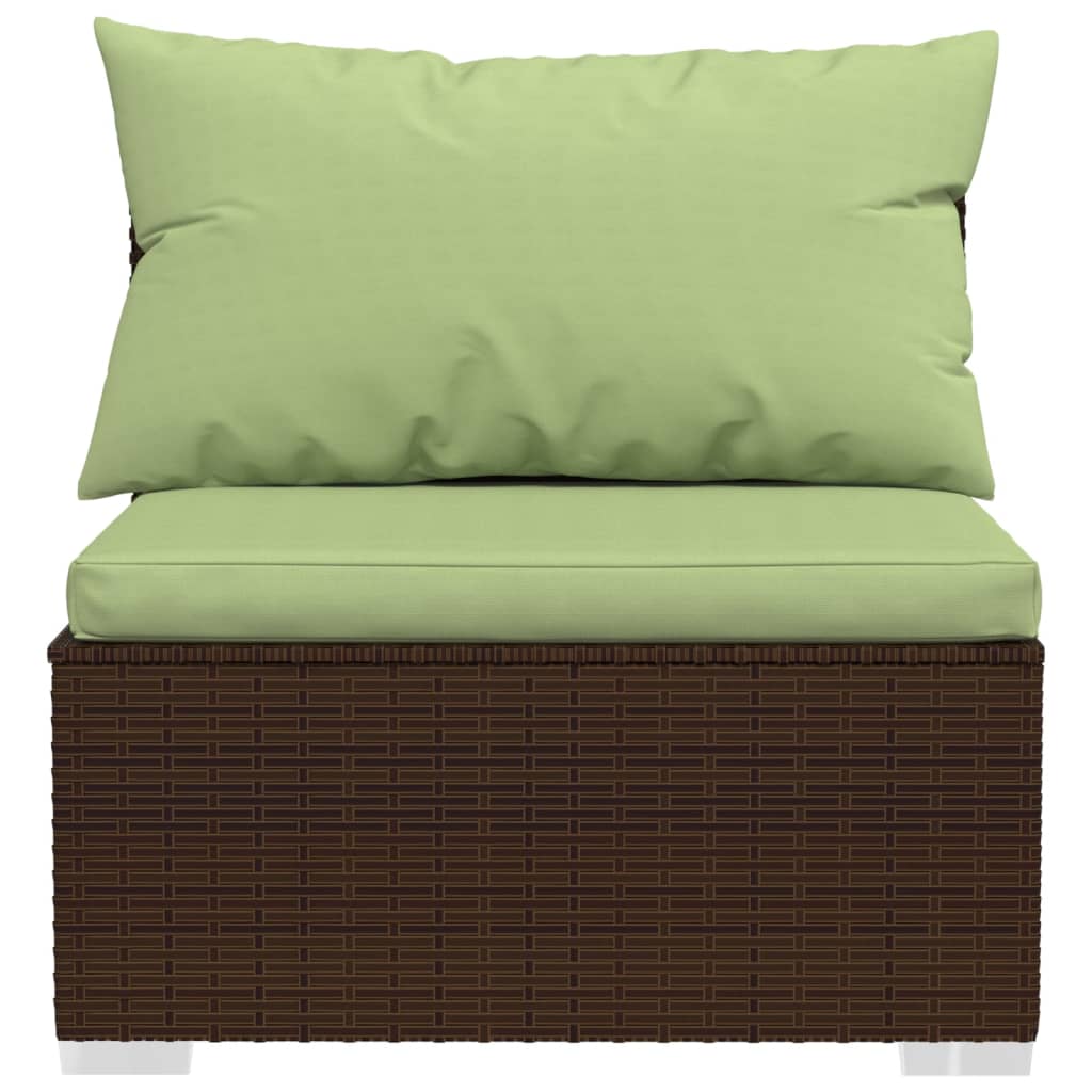 vidaXL 11 Piece Patio Lounge Set with Cushions Poly Rattan Brown-4