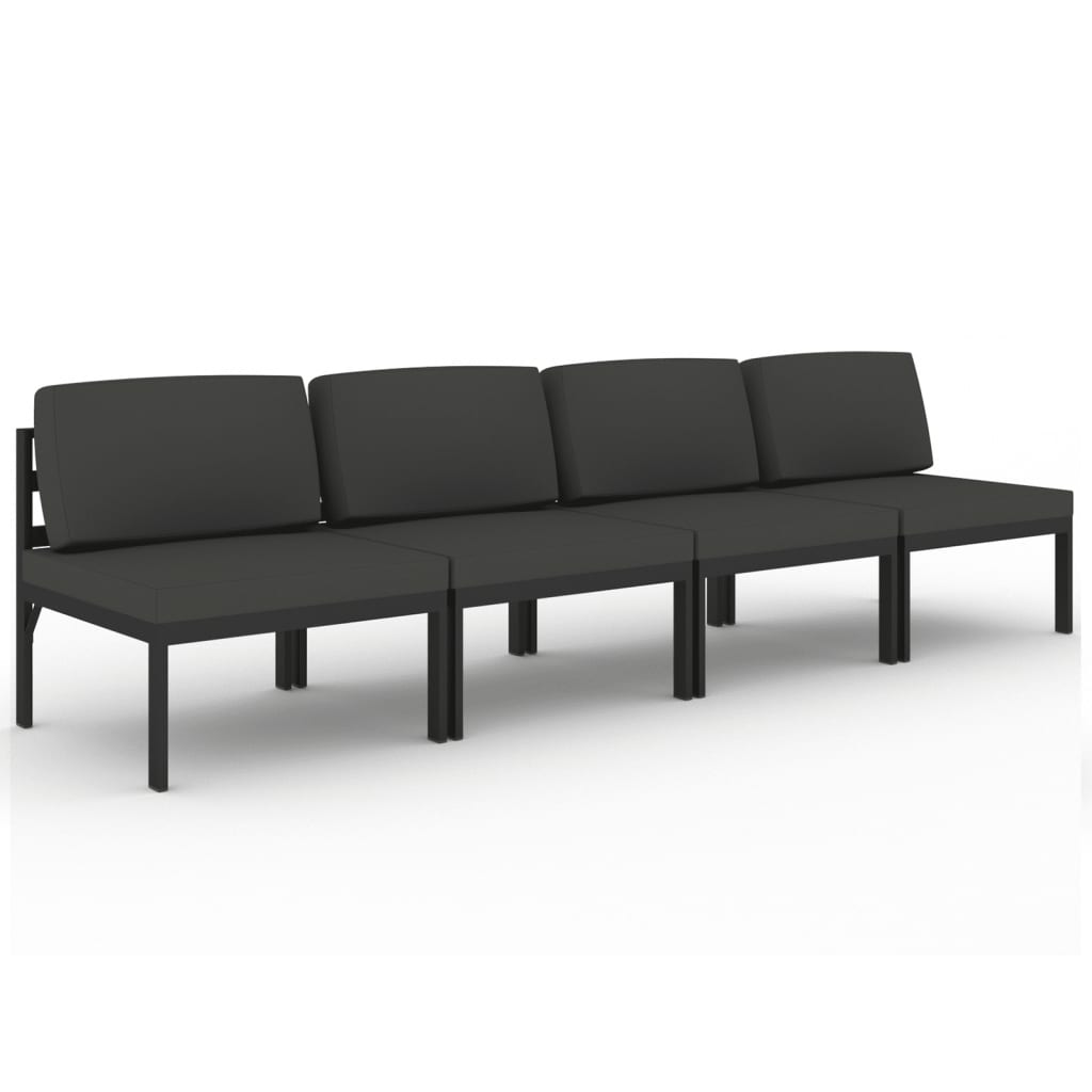 vidaXL 4-Seater Patio Sofa with Cushions Aluminum Anthracite-0