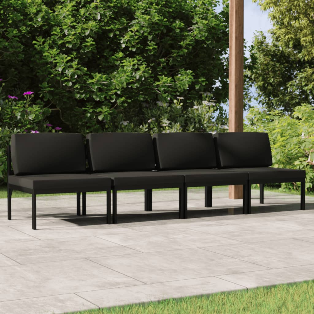 vidaXL 4-Seater Patio Sofa with Cushions Aluminum Anthracite-1